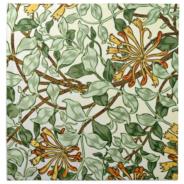 William Morris - Honeysuckle green and gold Cloth Napkin (Front)