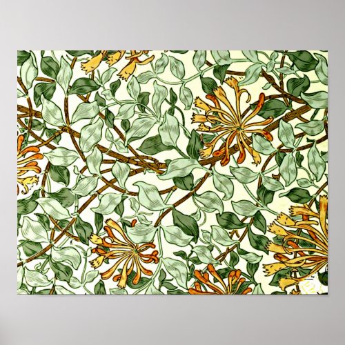 William Morris _ Honeysuckle Green and Gold Poster