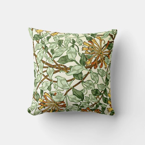William Morris _ Honeysuckle Green and Gold  Throw Pillow