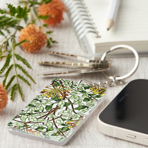 William Morris _ Honeysuckle green and yellow Keychain