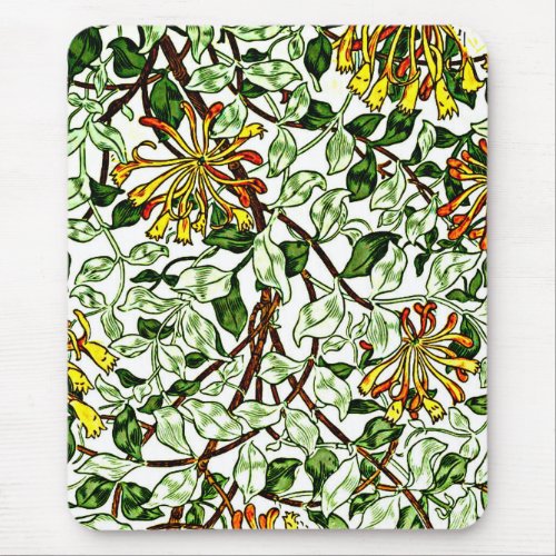 William Morris _ Honeysuckle green and yellow Mouse Pad