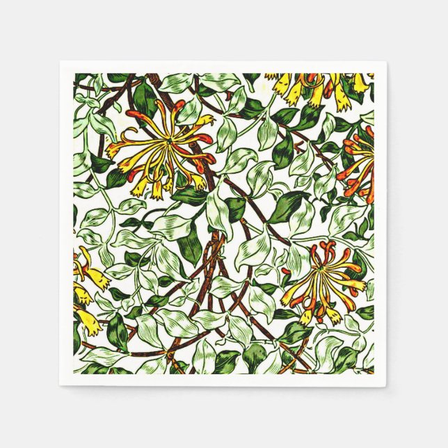 William Morris - Honeysuckle green and yellow Napkins (Front)