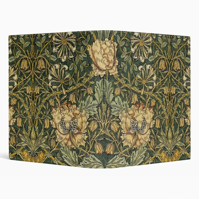 William Morris Honeysuckle Green Floral 3 Ring Binder (Background)