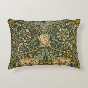 William Morris Honeysuckle Green Floral Accent Pillow