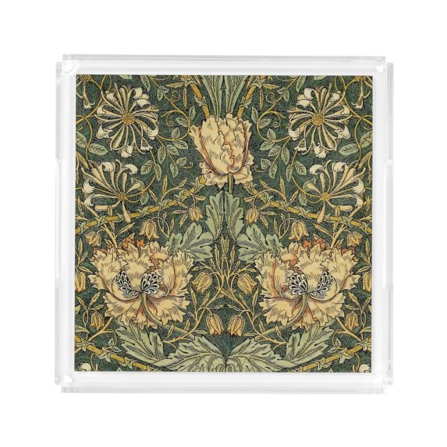 William Morris Honeysuckle Green Floral Acrylic Tray (Front)