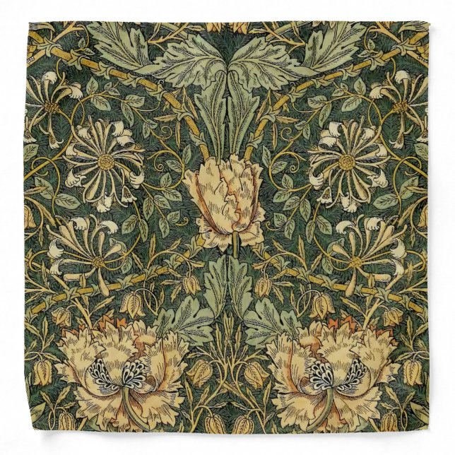 William Morris Honeysuckle Green Floral Bandana (Front)