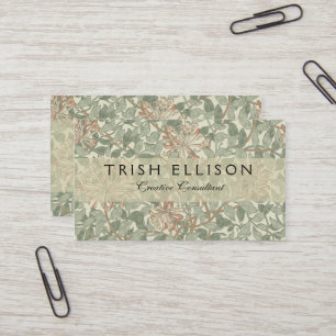 William Morris Honeysuckle Green Floral Business Card