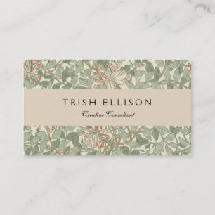William Morris Honeysuckle Green Floral Business Card