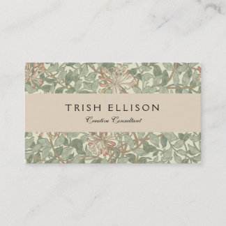 William Morris Honeysuckle Green Floral Business Card