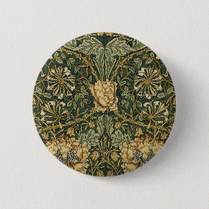 William Morris Honeysuckle Green Floral Button