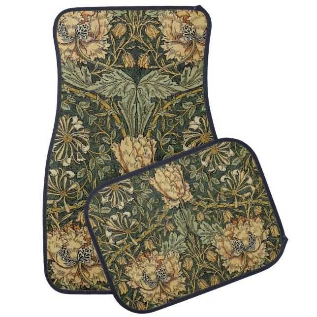 William Morris Honeysuckle Green Floral Car Floor Mat (Set)