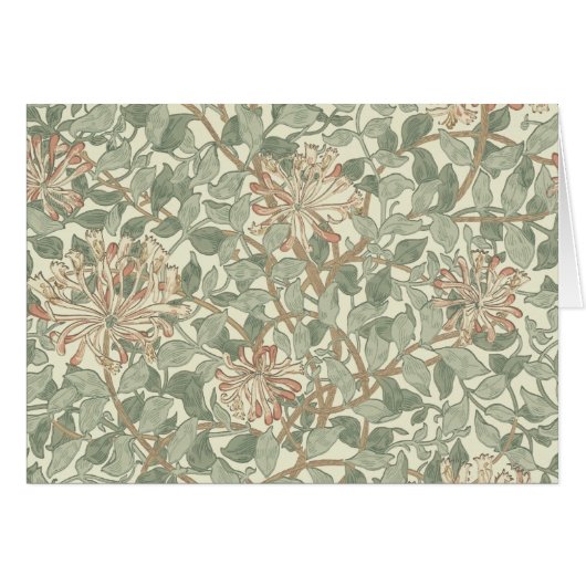 William Morris Honeysuckle Green Floral Cards (Front Horizontal)