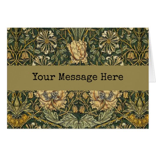 William Morris Honeysuckle Green Floral Cards (Front Horizontal)