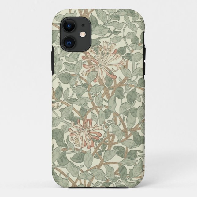 William Morris Honeysuckle Green Floral Case-Mate iPhone Case (Back)
