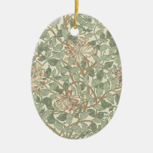 William Morris Honeysuckle Green Floral Ceramic Ornament