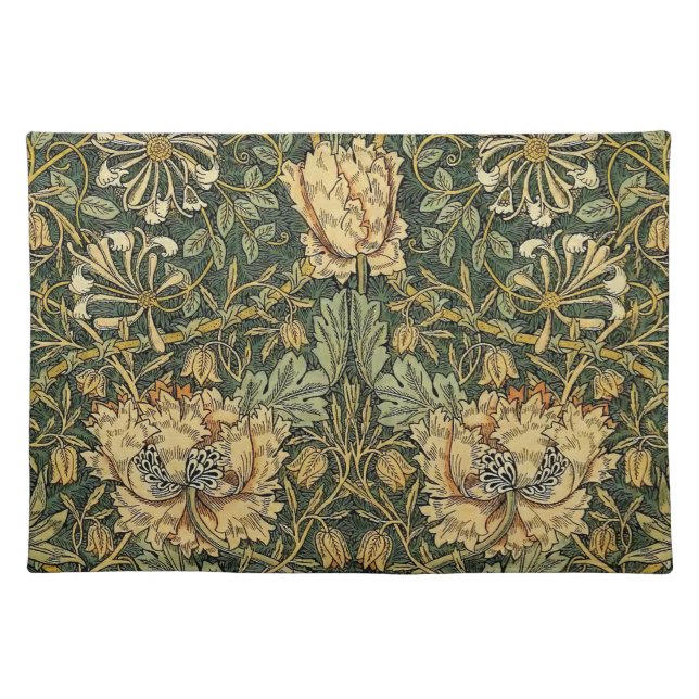 William Morris Honeysuckle Green Floral Cloth Placemat (Front)