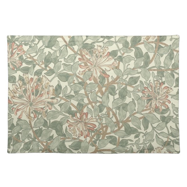 William Morris Honeysuckle Green Floral Cloth Placemat (Front)