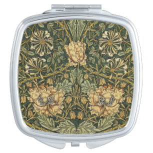 William Morris Honeysuckle Green Floral Compact Mirror