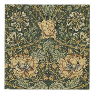 William Morris Honeysuckle Green Floral Faux Canvas Print