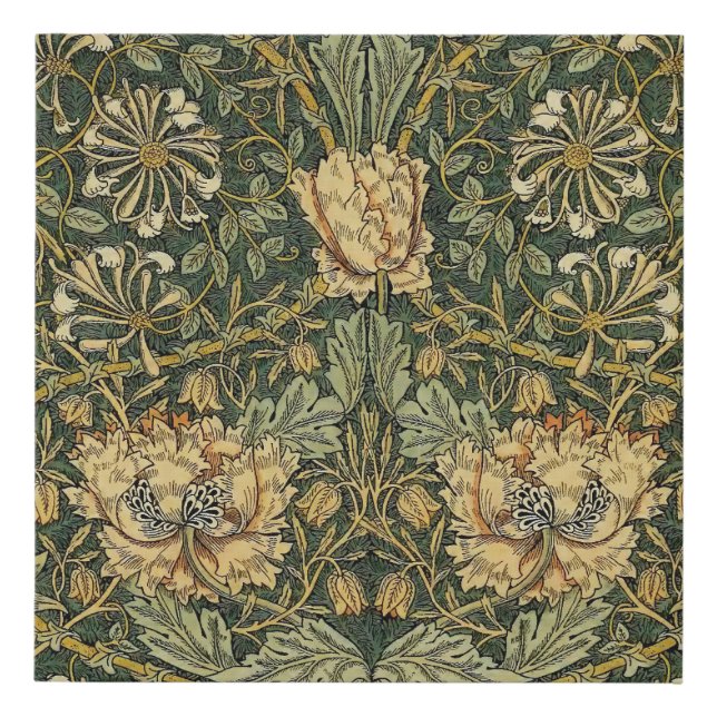 William Morris Honeysuckle Green Floral Faux Canvas Print (Front)