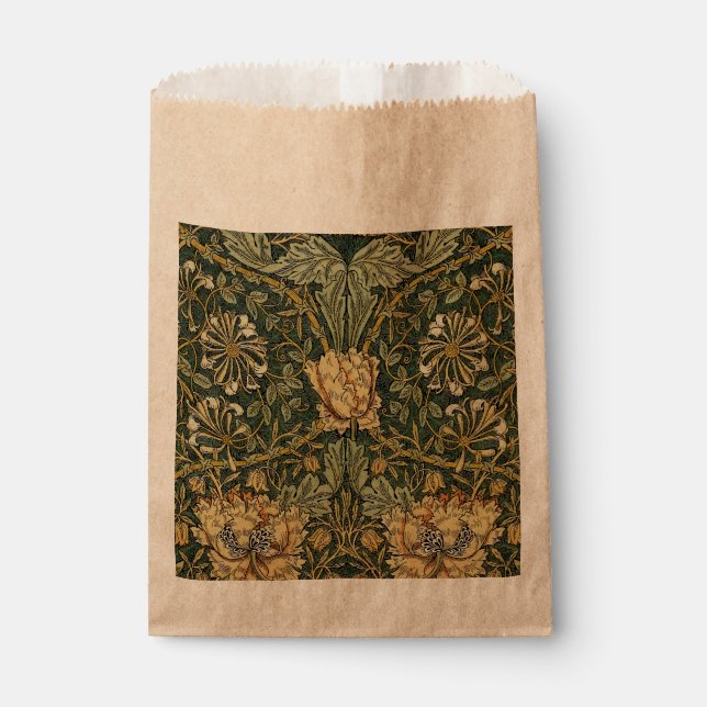 William Morris Honeysuckle Green Floral Favor Bag (Front)