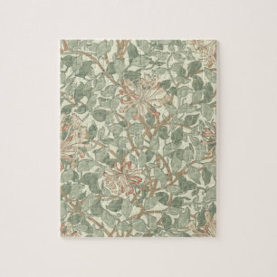 William Morris Honeysuckle Green Floral Jigsaw Puzzle