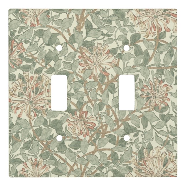 William Morris Honeysuckle Green Floral Light Switch Cover (Front)