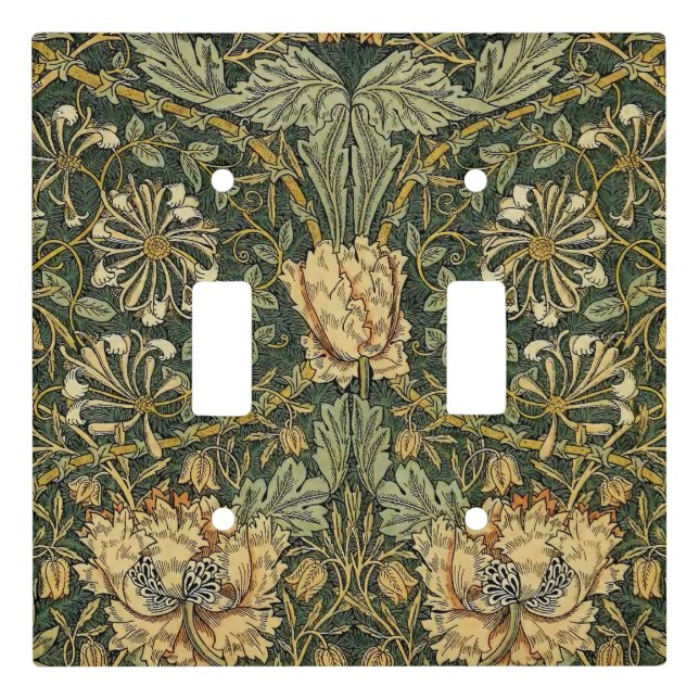 William Morris Honeysuckle Green Floral Light Switch Cover (Front)