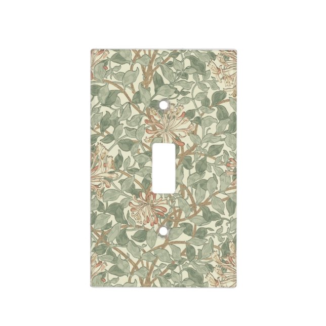 William Morris Honeysuckle Green Floral Light Switch Cover (Front)