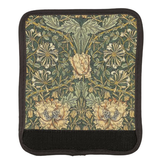 William Morris Honeysuckle Green Floral Luggage Handle Wrap (Front)