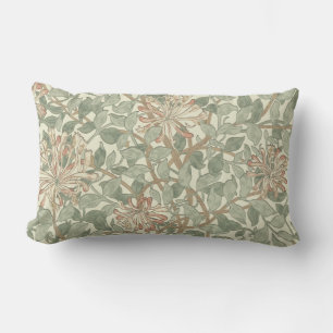 William Morris Honeysuckle Green Floral Lumbar Pillow