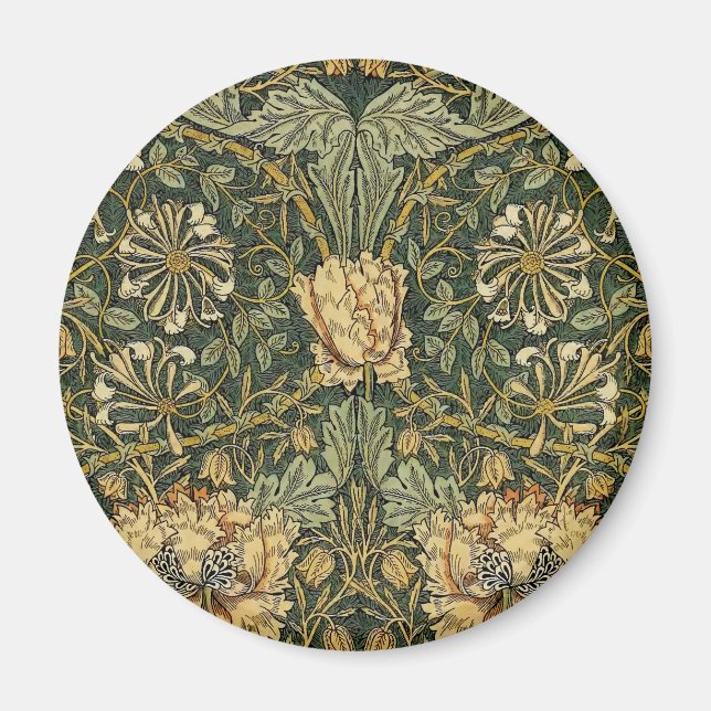 William Morris Honeysuckle Green Floral Magnet (Front)