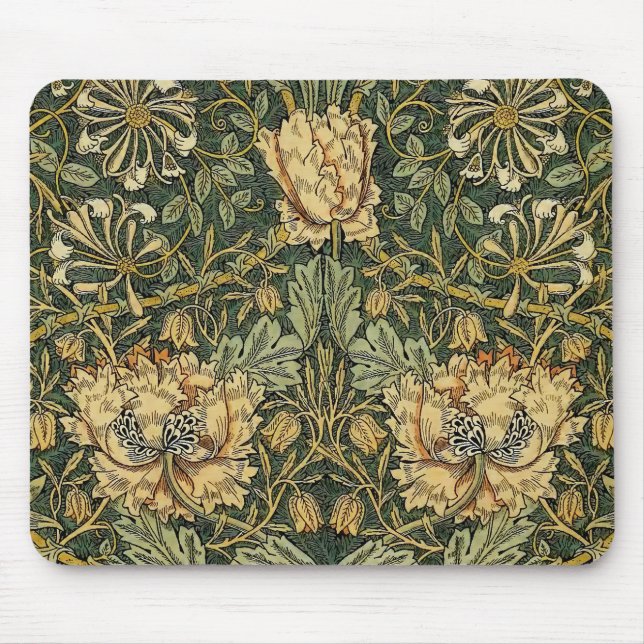 William Morris Honeysuckle Green Floral Mouse Pad (Front)