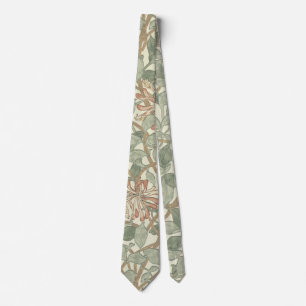 William Morris Honeysuckle Green Floral Neck Tie