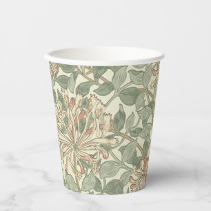 William Morris Honeysuckle Green Floral Paper Cups