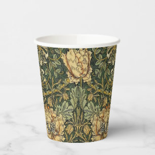 William Morris Honeysuckle Green Floral Paper Cups