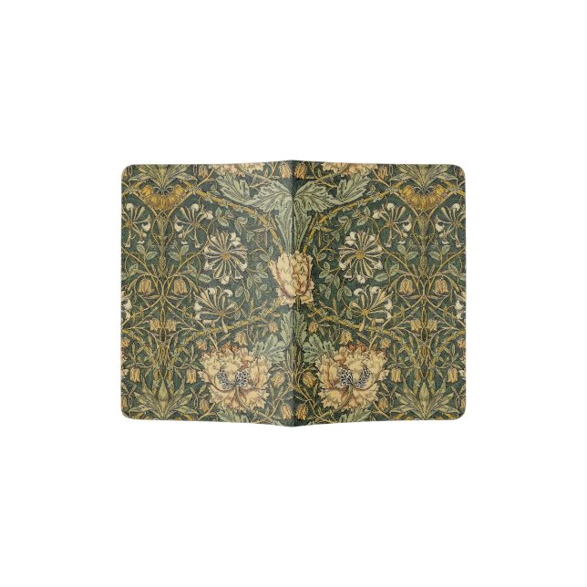 William Morris Honeysuckle Green Floral Passport Holder (Opened)
