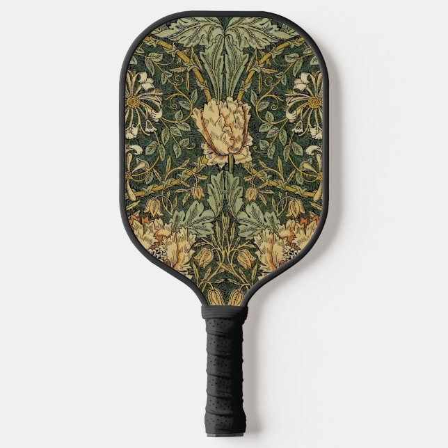William Morris Honeysuckle Green Floral Pickleball Paddle (Front)