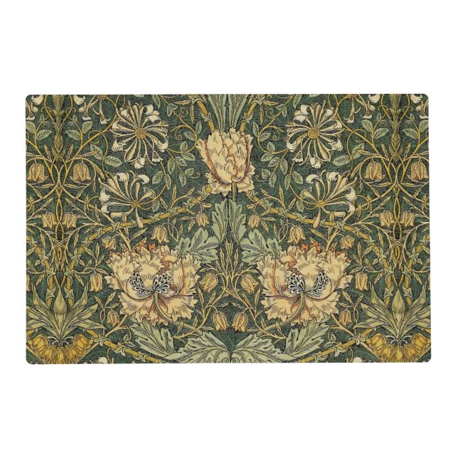 William Morris Honeysuckle Green Floral Placemat (Front)