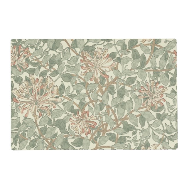 William Morris Honeysuckle Green Floral Placemat (Front)