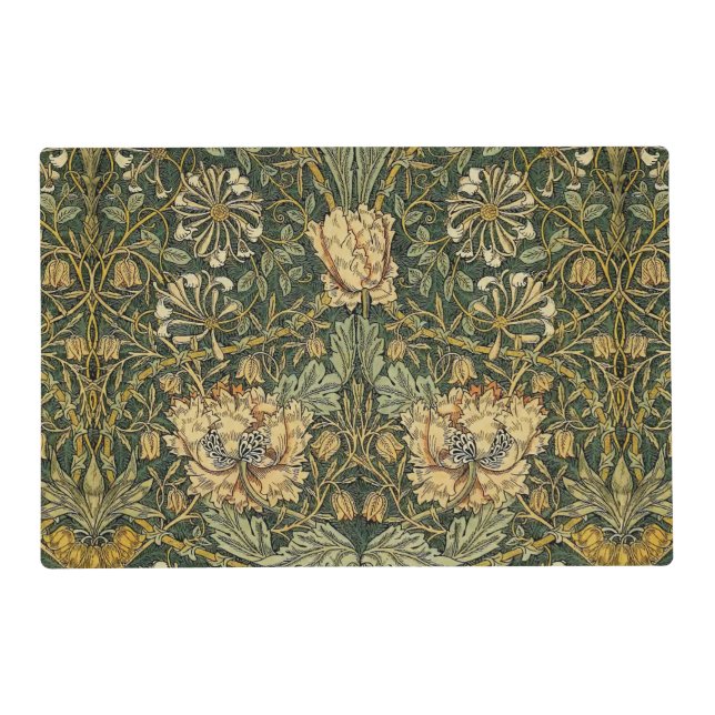 William Morris Honeysuckle Green Floral Placemat (Front)