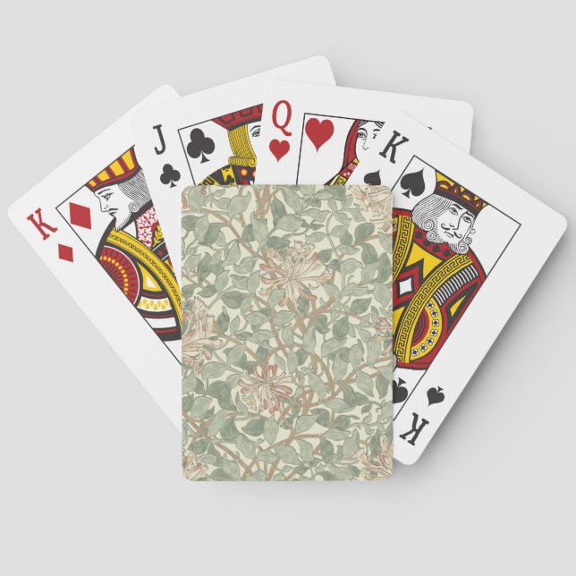 William Morris Honeysuckle Green Floral Poker Cards (Back)