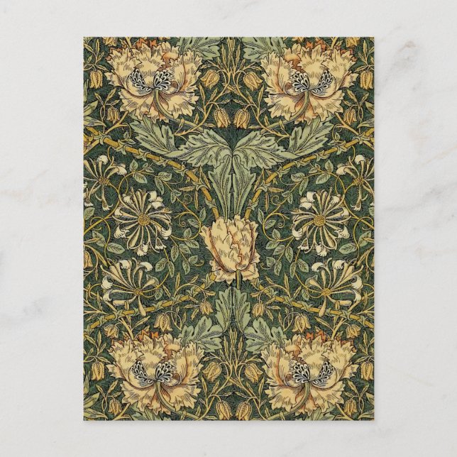 William Morris Honeysuckle Green Floral Postcard (Front)