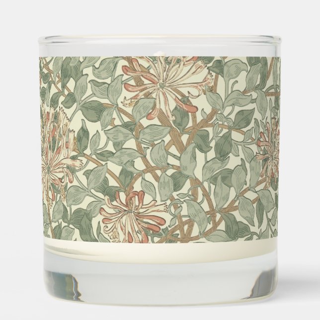 William Morris Honeysuckle Green Floral Scented Candle (Front)