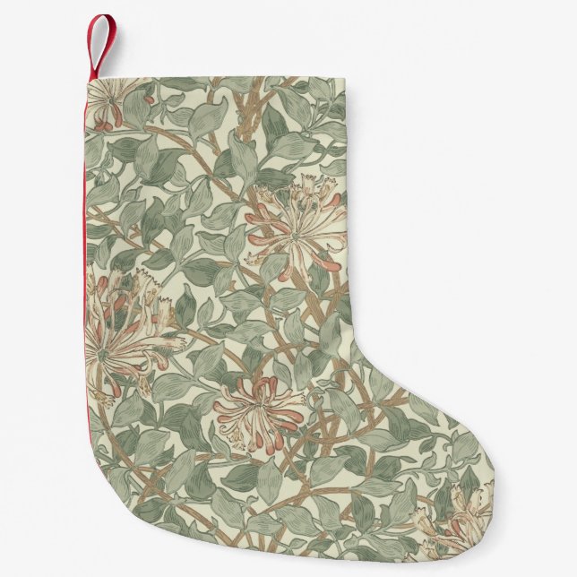 William Morris Honeysuckle Green Floral Small Christmas Stocking (Front)