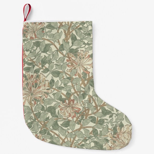 William Morris Honeysuckle Green Floral Small Christmas Stocking (Front)