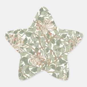 William Morris Honeysuckle Green Floral Star Sticker