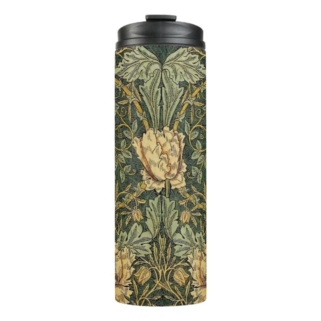 William Morris Honeysuckle Green Floral Thermal Tumbler (Front)