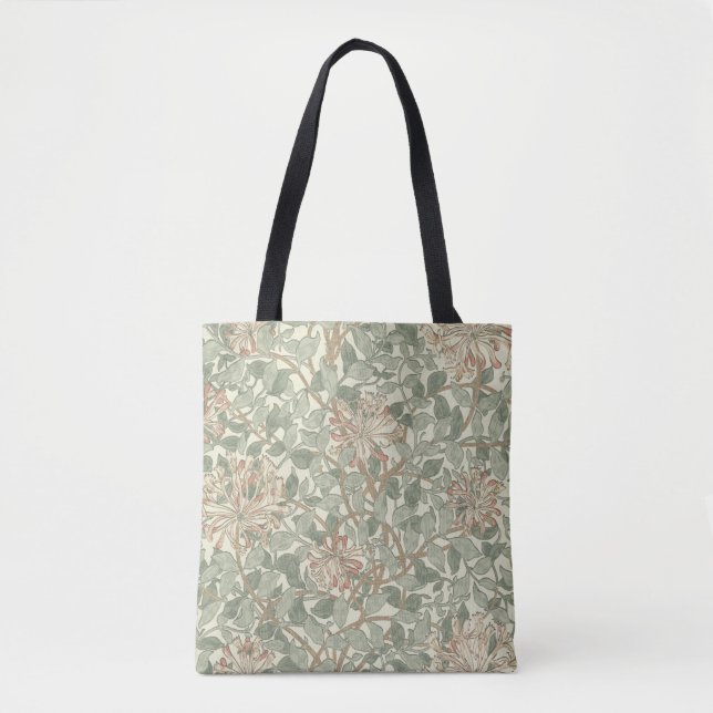 William Morris Honeysuckle Green Floral Tote Bag (Front)