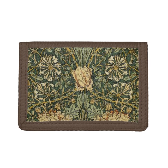 William Morris Honeysuckle Green Floral Trifold Wallet (Front)